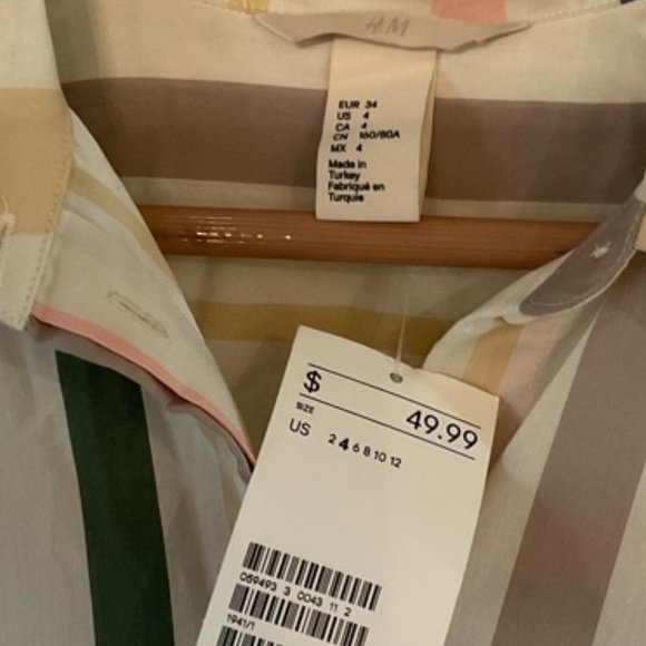 NWT Striped button down Tunic with Pockets - Picture 2 of 5